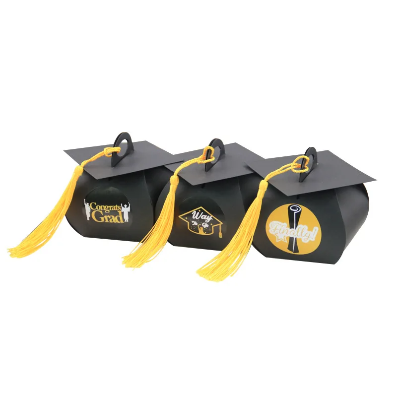 

Graduation Tassel Paper Candy Box Sweet Chocolate Gift Packaging Boxes With Sticker For Graduation Student Party Packing Box