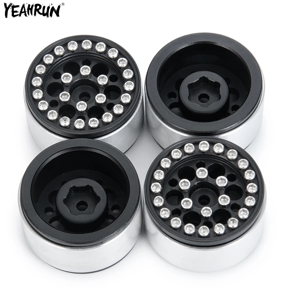

YEAHRUN 4 шт. RC Rock Crawler металлические алюминиевые колесные диски Beadlock для 1/24 Axial SCX24 90081 AXI00001 AXI00002, детали для обновления