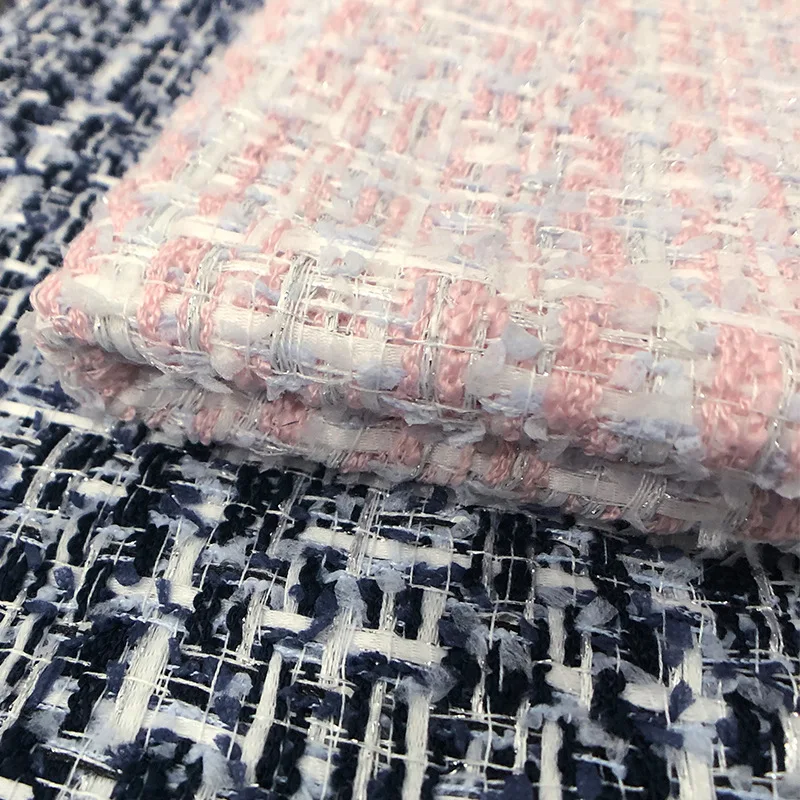 

Pink Tweed Woven Yarn Dyed Autumn Winter Fabrics Sewing Fashion Coat Outwear Dress DIY Crafts 100X150cm Tissu