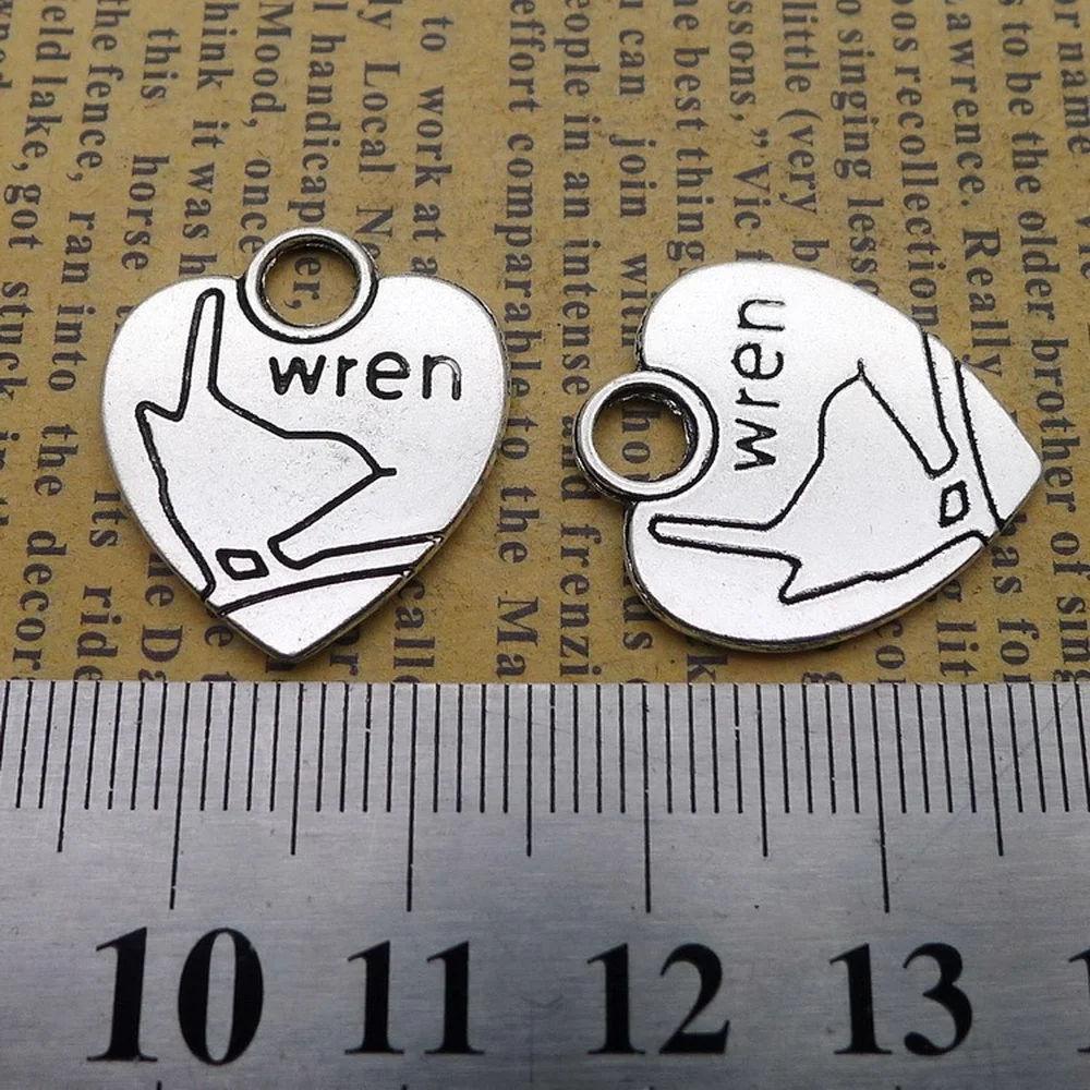 

100pcs Heart Charms 20mm x 22mm DIY Jewelry Making Pendant Antique Silver Color