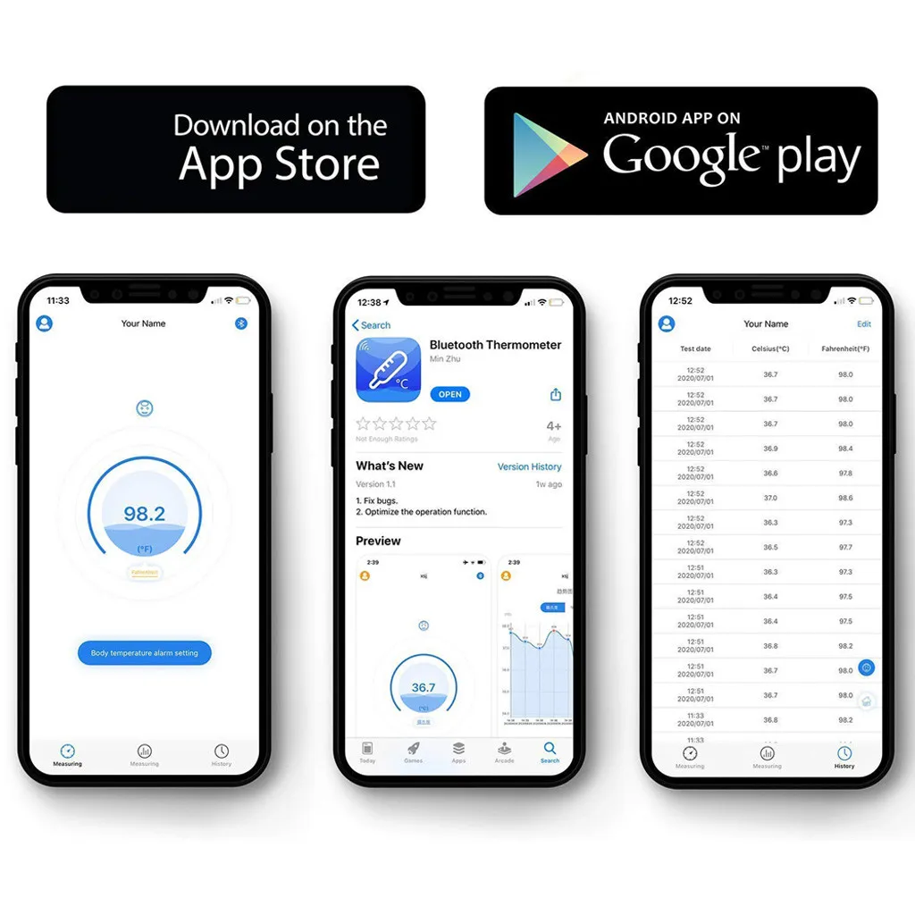 Бесконтактный ЛОБНЫЙ домашний настенный термометр для тела с Bluetooth светодиодный