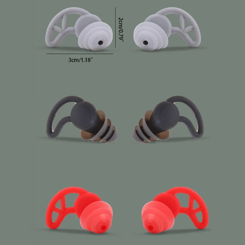 

Pack of 2 Sleeping Ear Plugs Reusable Silicone Noise Cancelling Ear Plugs Three-layers Noise Reduction Shark Fin Design