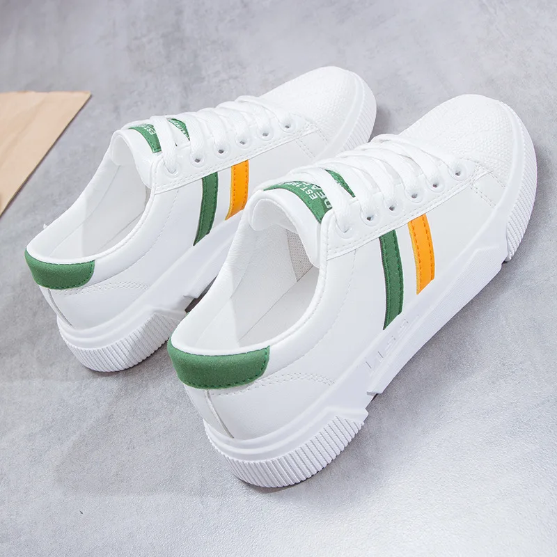 Женские удобные кроссовки на шнуровке платформе Zapatos De Mujer Повседневная Белая