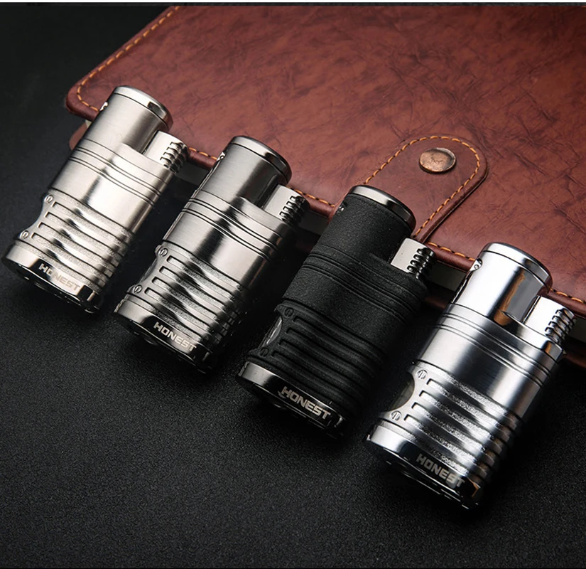 Честно новый металлический газовый надувной Зажигалка четыре Прямая Струя