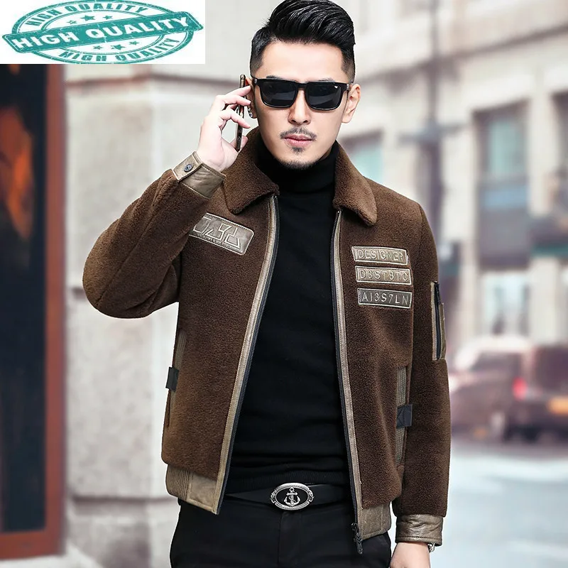 

Clothing Men Men's s Winter 100% Wool Fur Coat Genuine Leather Jacket Male Chaqueta Hombre LXR422