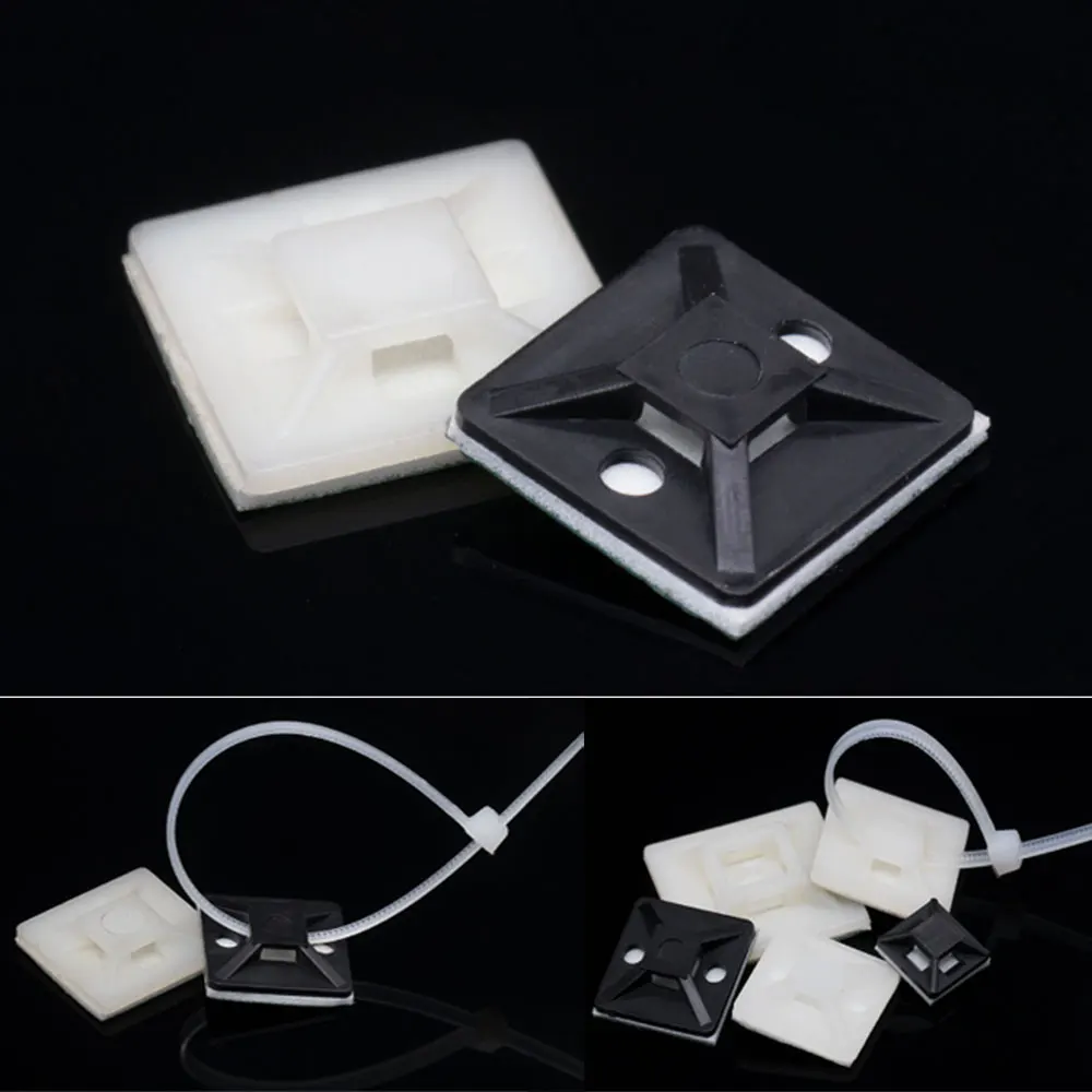 

100 Pack Cable Tie Adhesive Mounts Self Adhesive Zip Tie Base Holders with Multi-purpose for Wire Clips Cable Management
