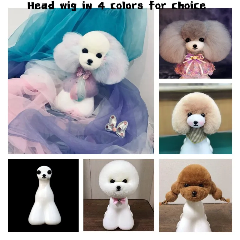 Kit de aseo de oso de peluche, modelo de perro, peluca de cabeza de oso de peluche, obtenga 1 maniqu&iacute; de cabeza gratis, 10 Uds.-0