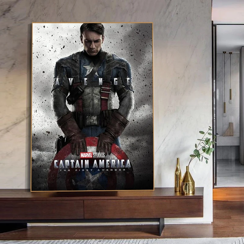 Marvel Мстители Супергерой фильм рисунок на холсте Капитан Америка Железный