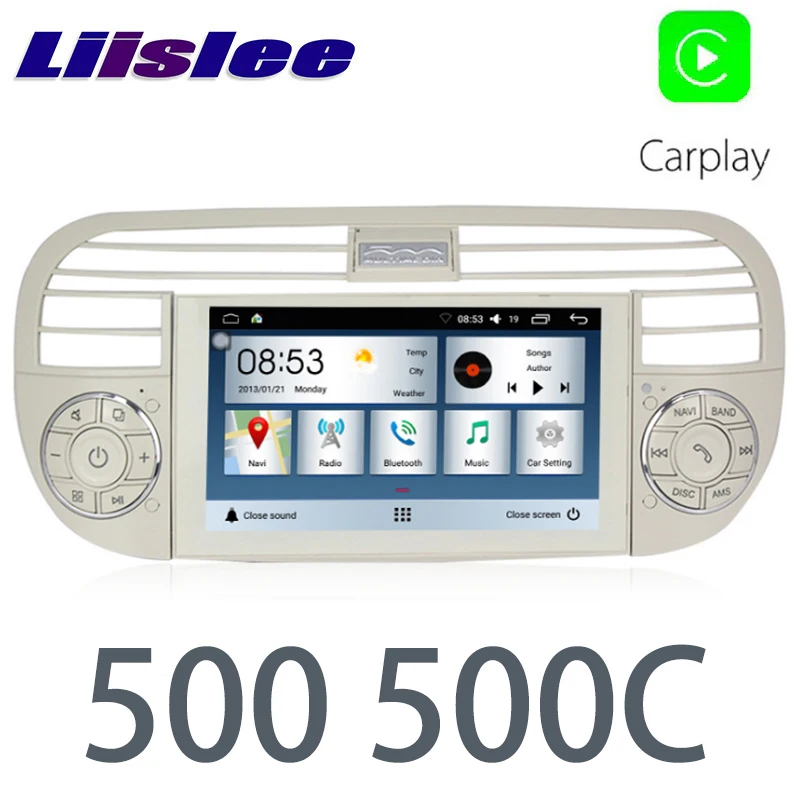 LiisLee Автомобильный мультимедийный GPS аудио Радио стерео для Fiat 500 500C 2007 ~ 2018