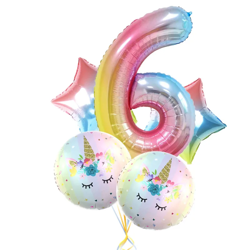 5pcs 40in RB DJS(6) 5 шт./компл. градиентный цвет 40 дюймов шарик для дня рождения Единорог фольги воздушный шар для детей 0~ 9 Декор ко дню рождения Свадебный шар - Color: 5pcs 40in RB DJS(6)