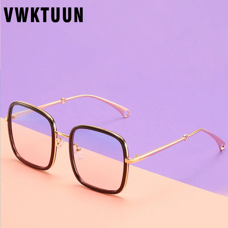 

VWKTUUN Myopia Eyeglasses Frame Women Men Square Oversized Sunglasses Reading Computer Glasses Male Blue Light Blocking Glasses