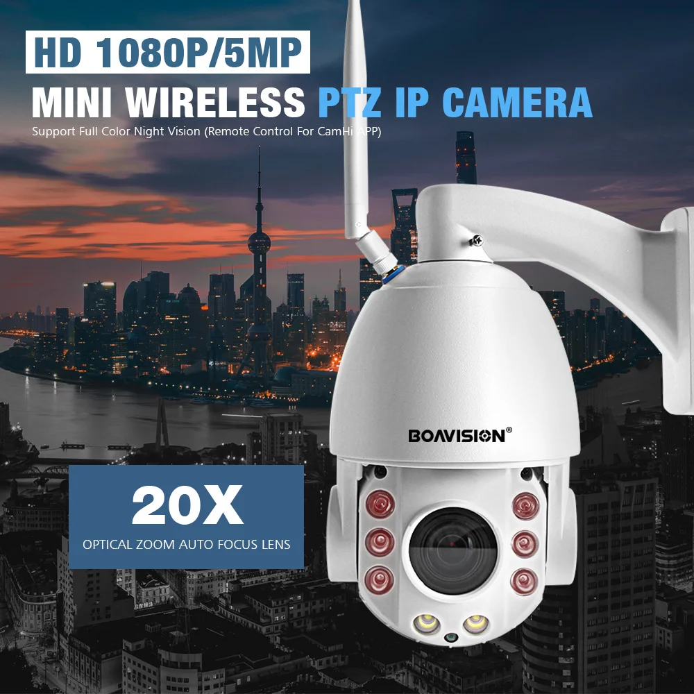 1080P 5MP PTZ WiFi IP камера наружная 20X зум двухсторонняя аудио полноцветная камера ночного видения IR 80m 2MP камера видеонаблюдения P2P CamHi