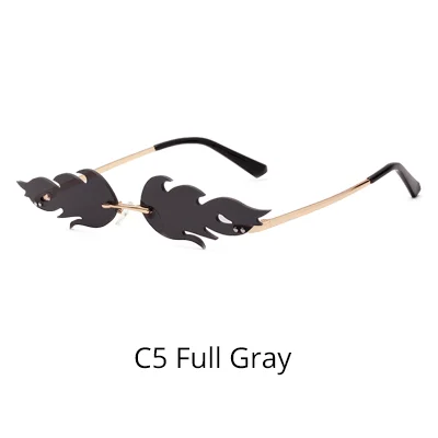 C5 Full Gray Ralferty декоративный праздничный солнцезащитные очки для женщин и мужчин, новинка, модные солнечные очки с огненным пламенем, без оправы, волнистые винтажные дизайнерские очки W1186 - Цвет линз: C5 Full Gray