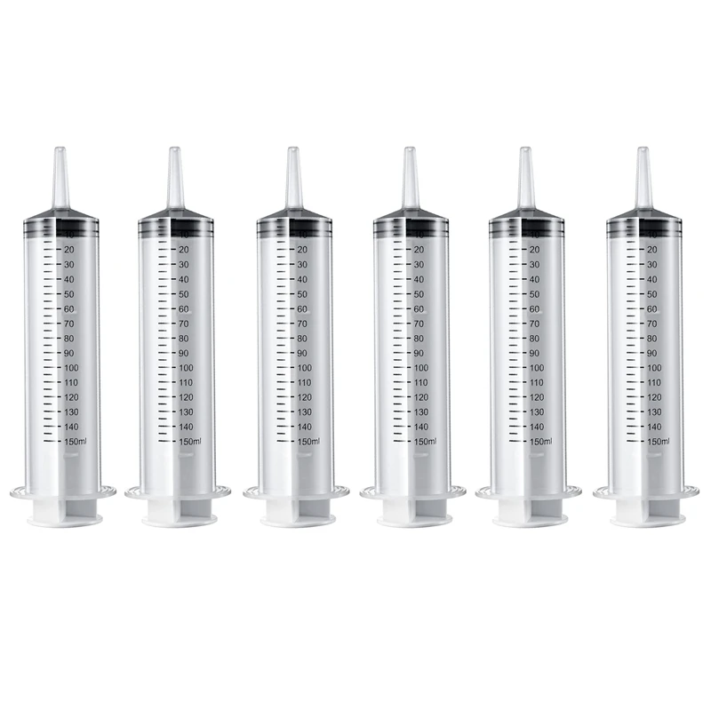 

6PCS 150 ML Large Injection Tool, Plastic Garden Industrial Injection Tool for Scientific Labs, Measuring, Watering