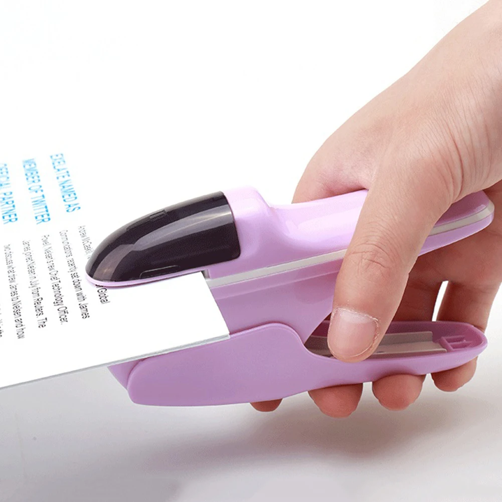 New Hand-held Stapler Mini Safe without Staples Staple Free Stapleless8 Sheets Capacity for Office School Paper Binding | Канцтовары для