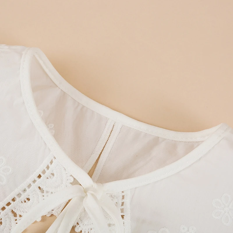 Японский стильный фальшивый воротник Дики для женщин девочек цветочная вышивка кружевной белый платок шарф студенческое ожерелье пелерина.