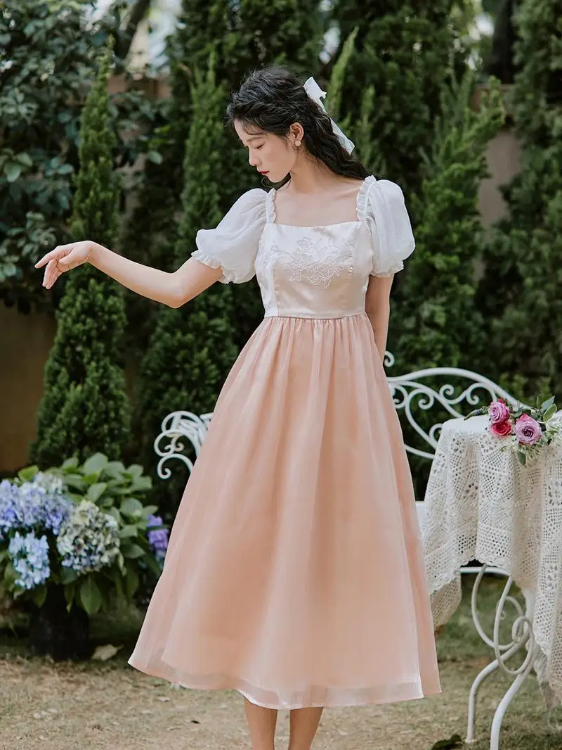 

Restoring ancient ways will spot the party brought the huai hubble-bubble sleeve embroidery gauze dress