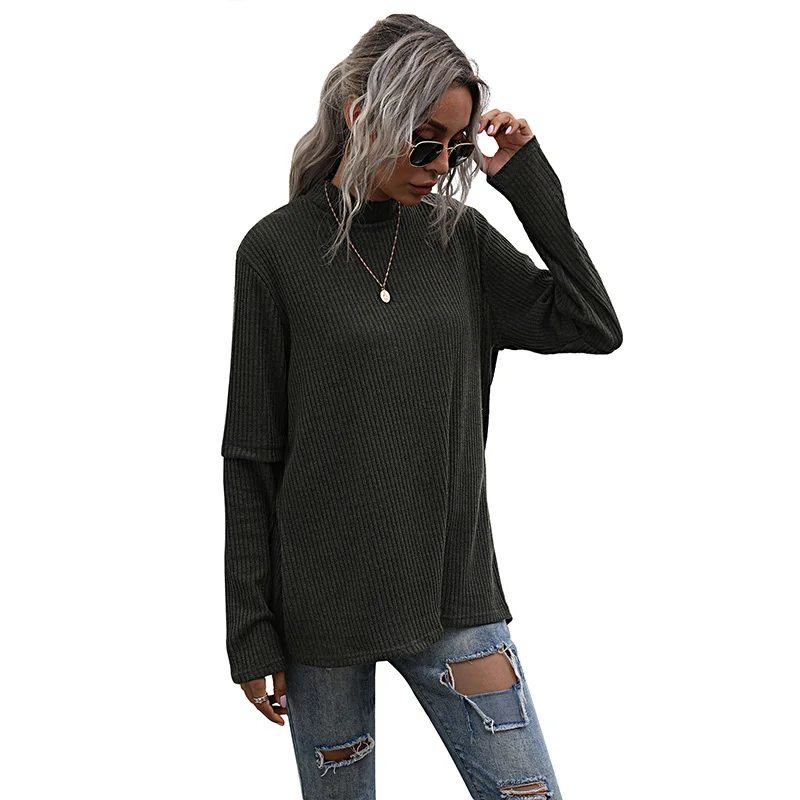 

Vintage Solid Sweater For Women Turtleneck Warm Slim Style Long Sleeve Knitted Bottom Tops Autumn Winter