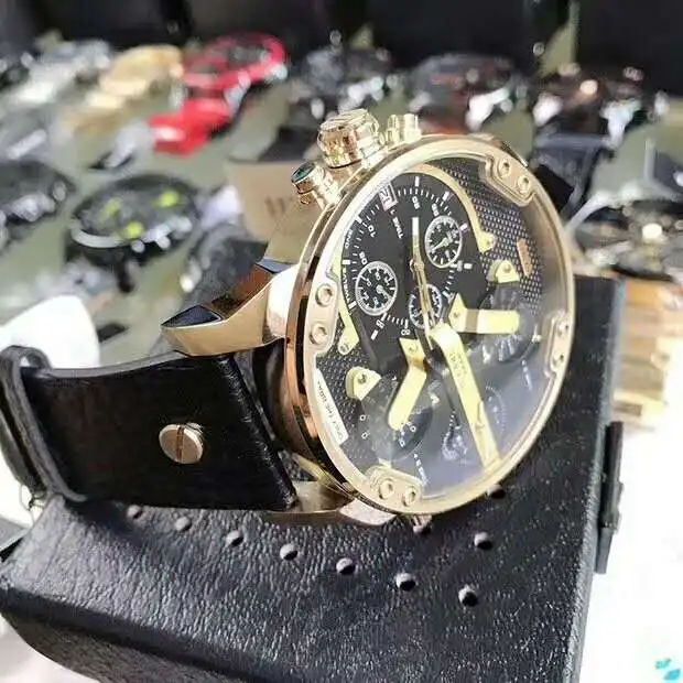 KUERST Брендовые мужские наручные часы с большим золотым циферблатом и дисплеем