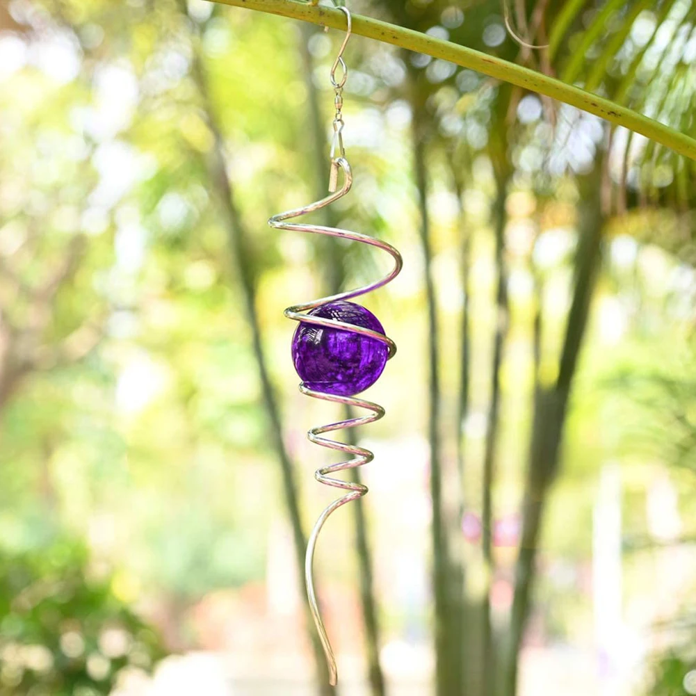 

Crystal Wind Spinner Glass Ball Spiral Tail Wind Chimes Pendant Hanging Outdoor Yard Garden Bedroom Home Indoor Decoration