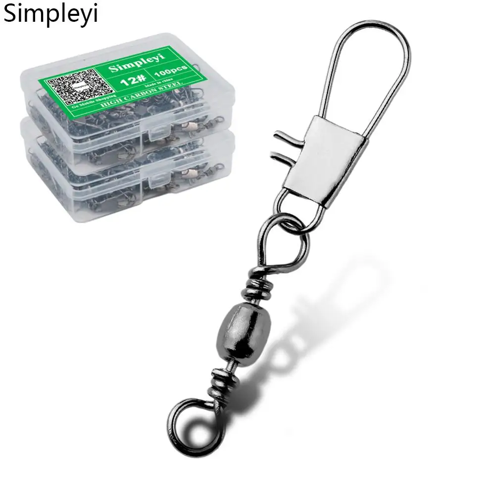 50-100pcs/box Stainless Steel Swivels Fishing Connector Pin Bearing Swivel With Snap Fishhook Lure Fish Lure Tackle Accessories
