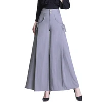 womens elegant high waist wide leg pants spring summer plus size culottes loose palazzo vintage trousers for female ladies mom