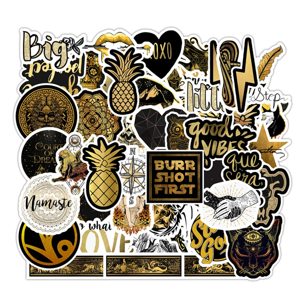 50 шт. Новый Черного и золотого цвета Лазерная блестящие наклейки для