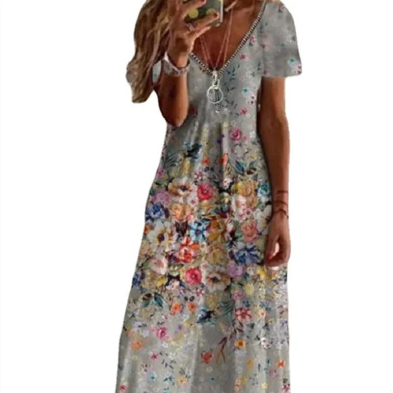 

WZ5European and American Spring and Summer Dresses, Short Mouths, Rits Kraag, Temperament, Woon-work traffic, Swinging Fashion,