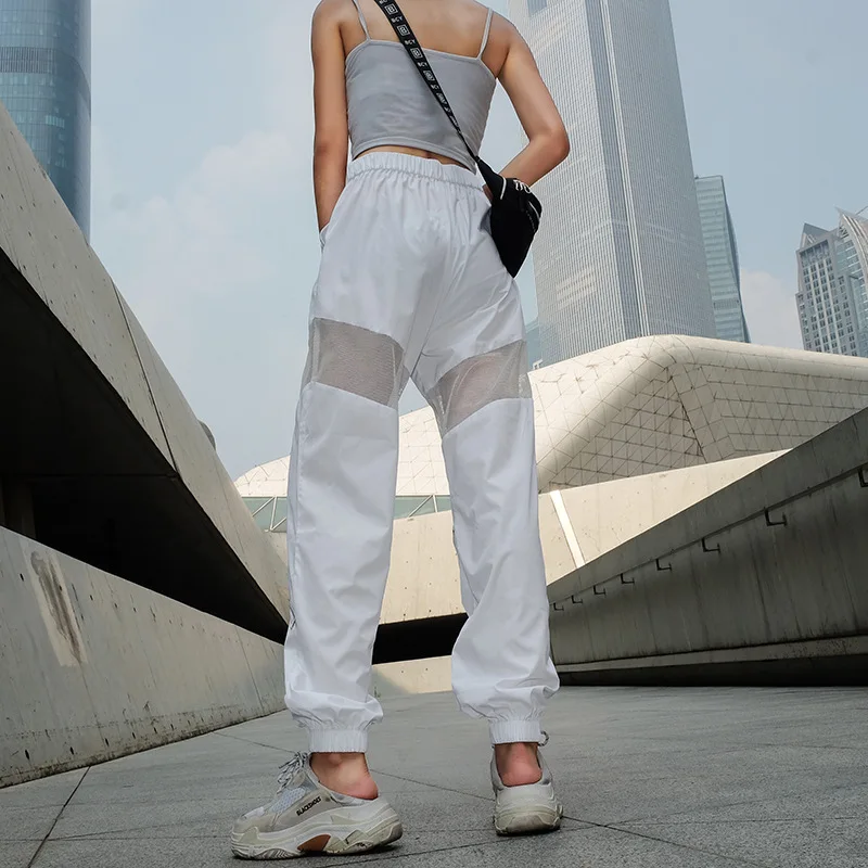 

kpop EXO GOT7 TWICE harajuku zipper streetwear casual pants women New solid white splice pant cool fashion hip hop long trousers