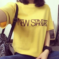 summer new style korean version of simple letter overlap printing bottoming shirt loose and thin casual short sleeved t shirt