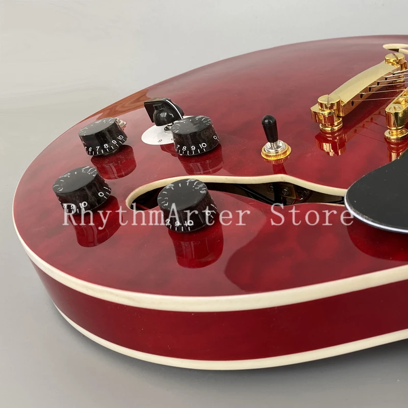 Джазовая гитара винно-красная большая Цветочная волна воды фингерборд из