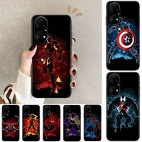 black marvel avengers phone case for huawei p50 p40 p30 p20 10 9 8 lite e pro plus black etui coque painting hoesjes comic fas