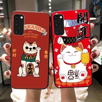 cute lucky cat phone case for samsung galaxy s8 s9 s10 s20 s21 ultra plus note 20 10 a52 a72 a51 a71 silicone case