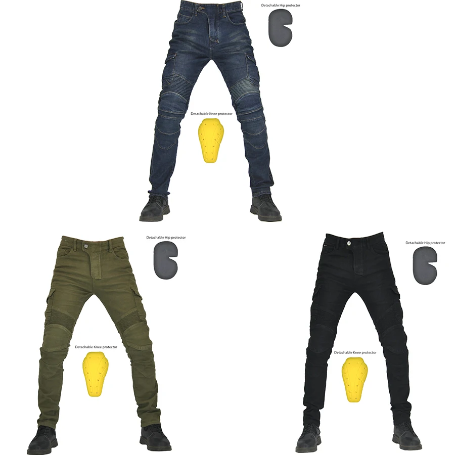 

Motorcyclist men's jeans protective gear fall-resistant safety riding pants jeans multi-pocket blue motorcycle pants pants