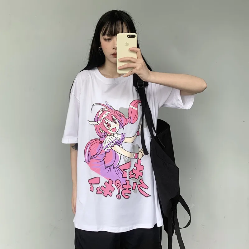 

Harajuku Short Sleeve Women T-Shirts Loose Plus Size Korean Style Black Vintage Dropshipping Cotton Loose Hip Hop Y2K Clothes