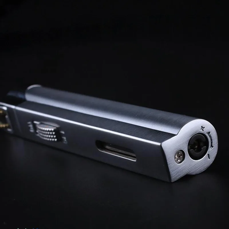 

Ultra-thin Portable Long Strip Metal Windproof Lighter Grinding Wheel Small Spray Gun Fixed Fire Blue Flame Butane Gas Lighter