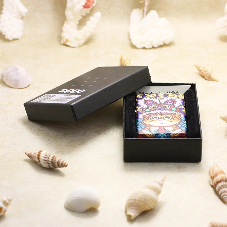 

Genuine Zippo oil lighter copper windproof Coloured cartoon Tiger cigarette Kerosene lighters Gift With anti-counterfeiting code