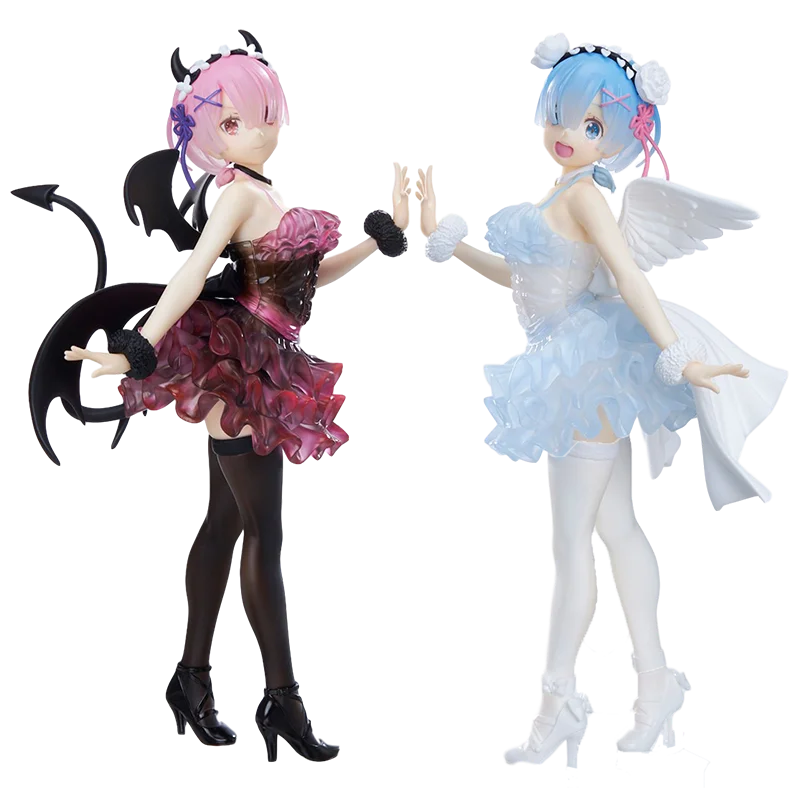 Japan Genuine Rem Ram Angel Demon Figure Anime Figure Girl PVC Model Finished Goods