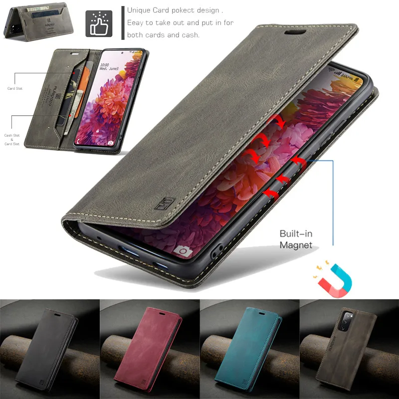 

Flip Leather Case For Samsung Galaxy S20 Ultra S21 FE S10 S9 S8 Plus Note 20 10 A51 A71 A52 A72 Magnetic Wallet Card Cover Coque