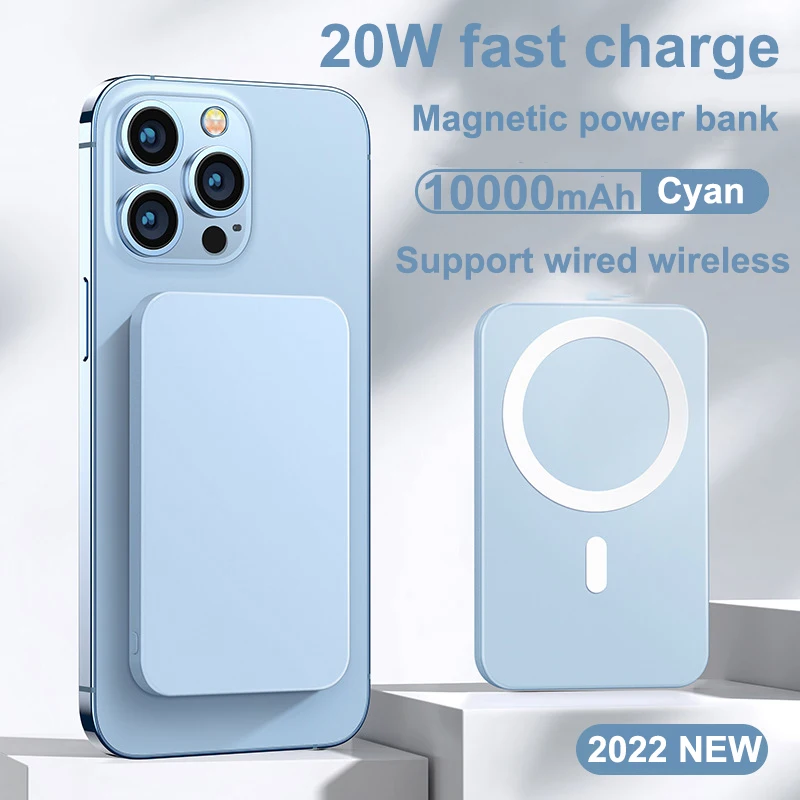 

Magnetic Portable Power Bank 10000mAh 15W QI Wireless Charger For Iphone 12 13 Pro Max Xiaomi Mobile Phone External Battery Pack