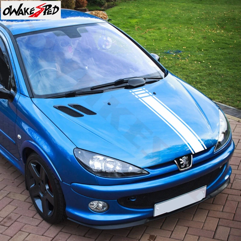Для Peugeot 206 полосы для кузова автомобиля капота наклейки виниловые гоночный Спорт