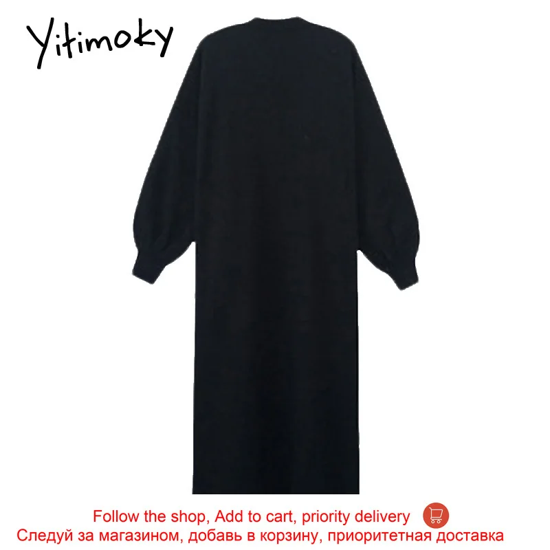 Yitimoky вязаные длинные платья для женщин осень зима 2021 новые корейские пуловеры с
