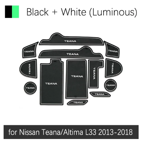 White Luminous Для Nissan Teana Altima L33 2013~ противоскользящие резиновые ворота слот чашки коврик двери паз коврик наклейки для автомобиля - Название цвета: White Luminous