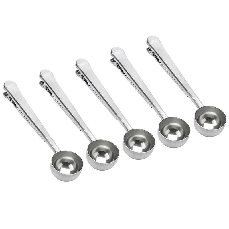 

5 шт. Кофе Совок клип столовая ложка Нержавеющая сталь серебро Кофе питомцев Кофе ложки с длинной ручкой Кухня инструменты