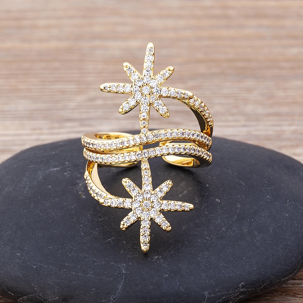 Новые модные женские милые обручальные кольца из меди и циркона регулируемого