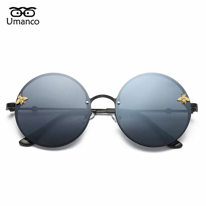 Umanco-gafas de sol redondas de lujo para hombre y mujer, lentes de sol de marca de diseñador, a la moda, de abeja, de Metal Vintage, Steampunk