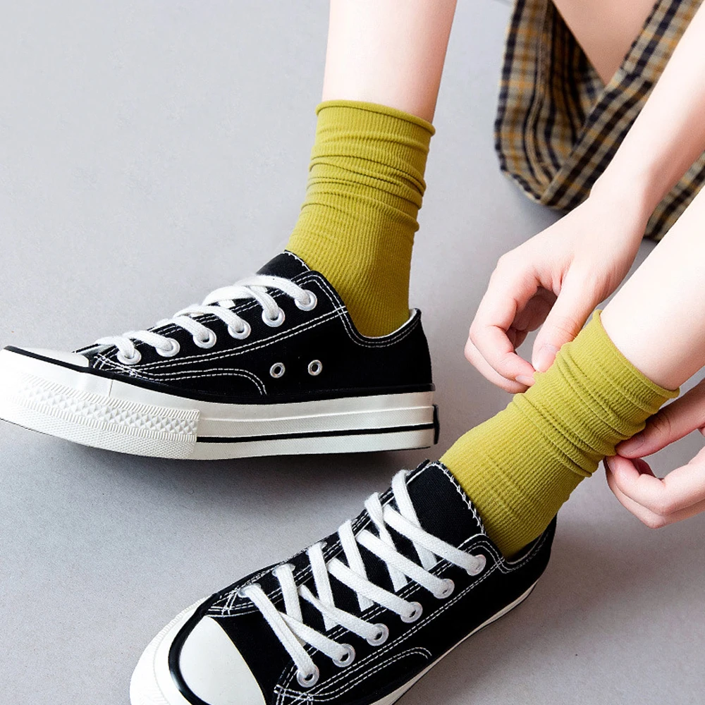 Носки женские весенне-осенние тонкие свободные яркие неоновые розово-зеленые 7