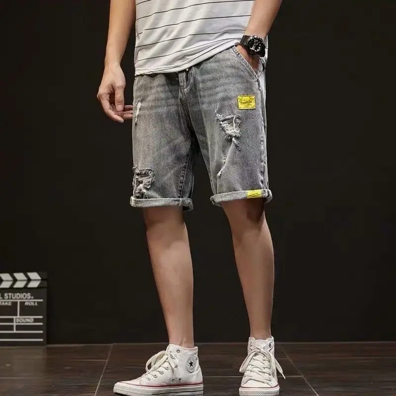 

Denim shorts men's trend loose casual workwear big size five-point pants ins tide brand summer outside wearing mid-pants tide