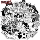 Стикеры Детские Водонепроницаемые с черно-белыми граффити, модные клевые наклейки для скейтборда, чемодана, гитары, скрапбукинга, забавные игрушки