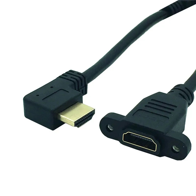 Left HDMI 2,0 кабель с г-образным штекером справа налево вверх вниз HDMI v2.0 мужчин и женщин Панельное крепление w/винт 4K* 2k 60Hz HD удлинитель 15 см - Цвет: Left